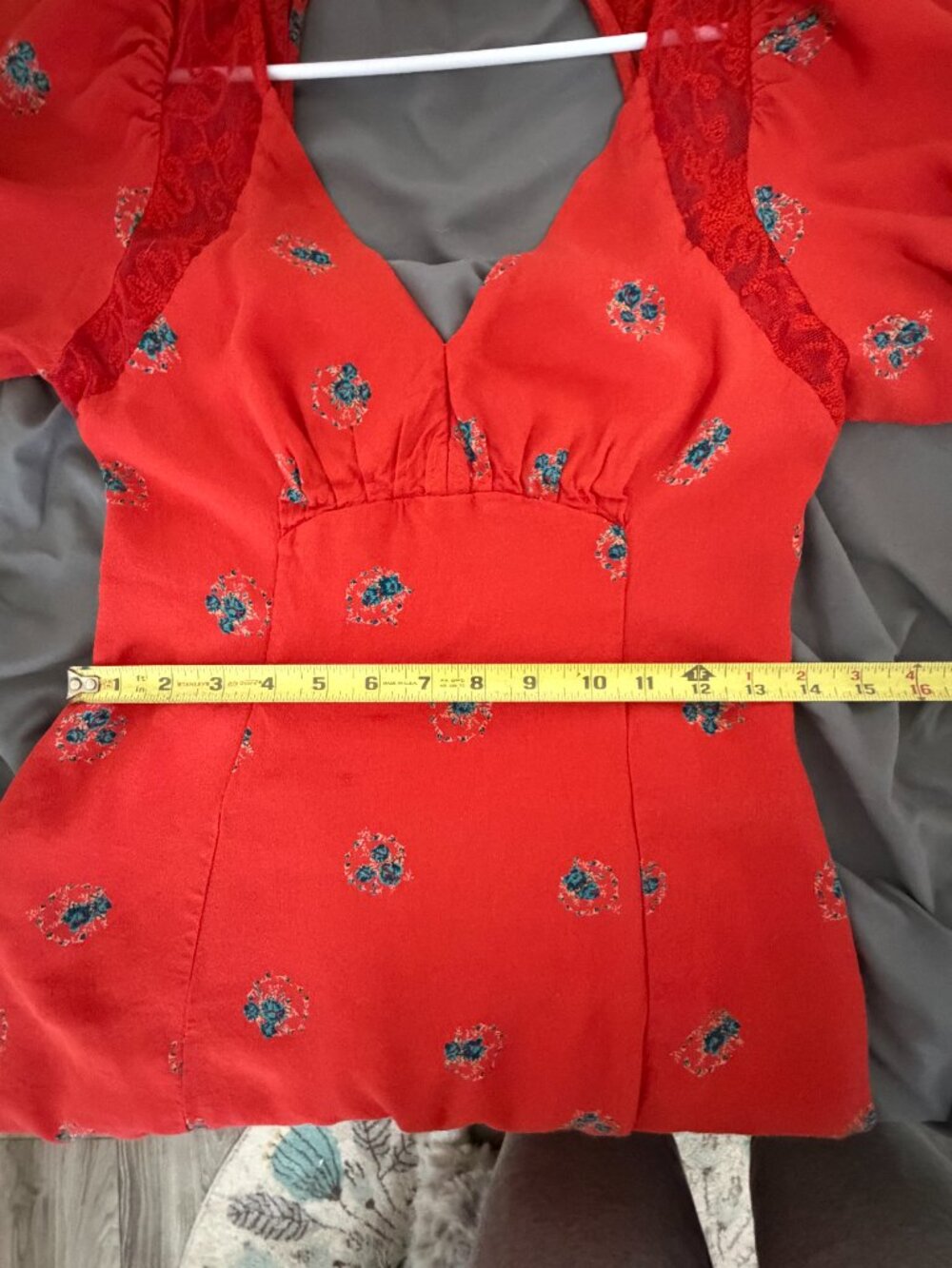 Free People Mockingbird Open Back Mini Dress Red Floral - Picture 7 of 16